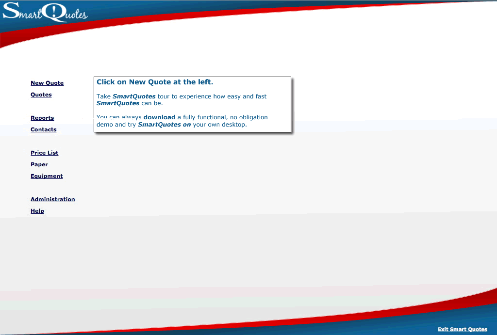 SmartQuotes Print Estimating Home Screen